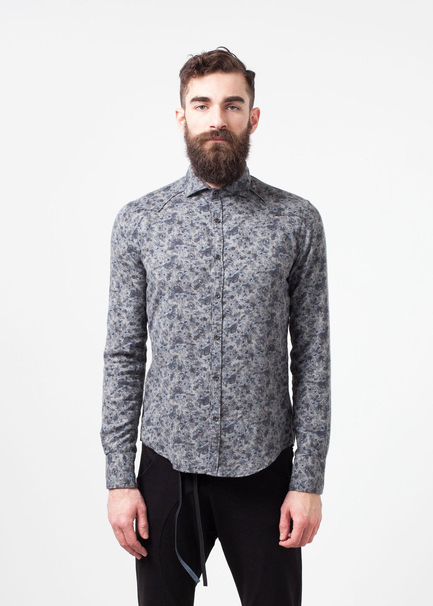 Chemise boutonnée Western Arkansas en gris fleuri