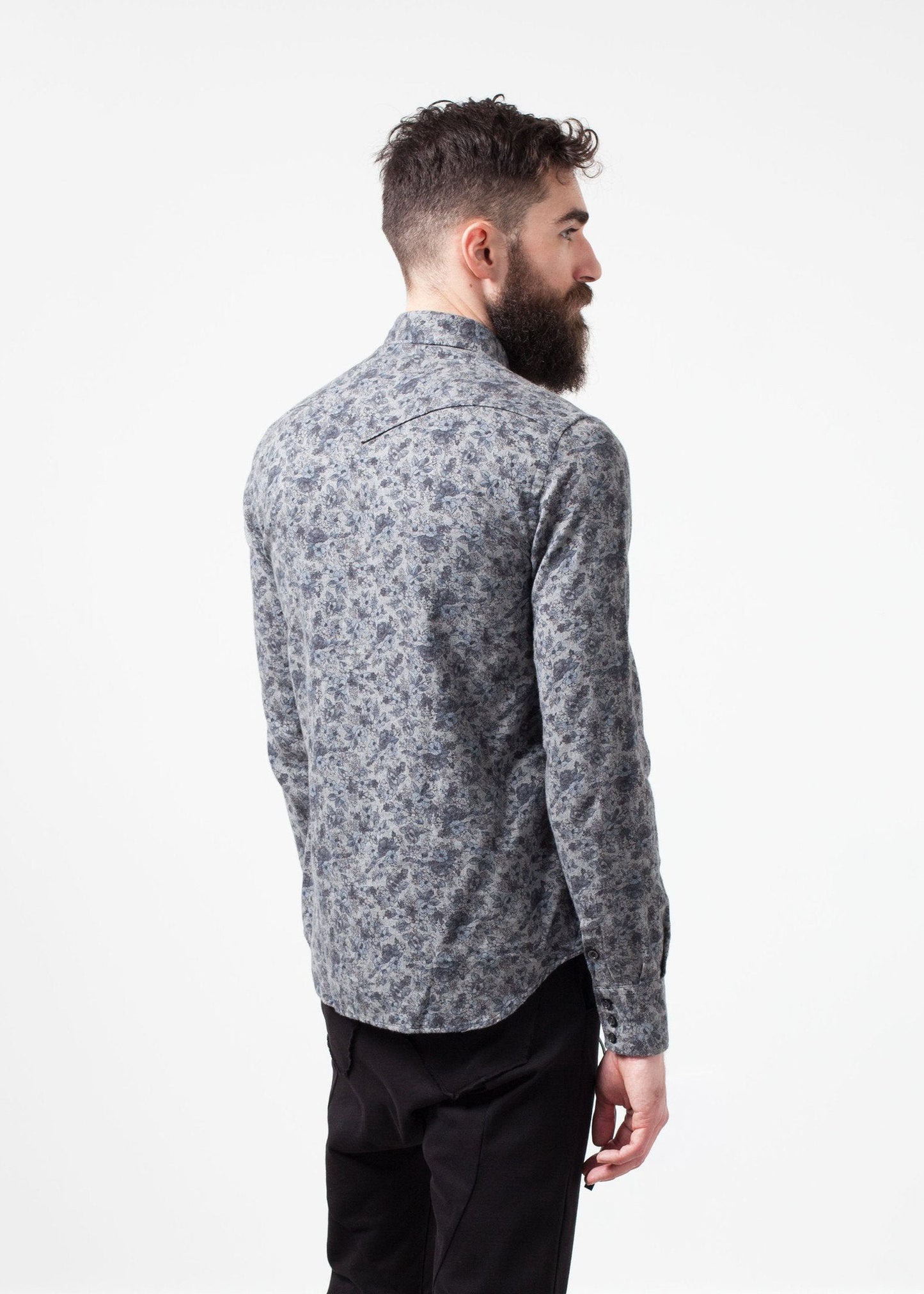 Chemise boutonnée Western Arkansas en gris fleuri
