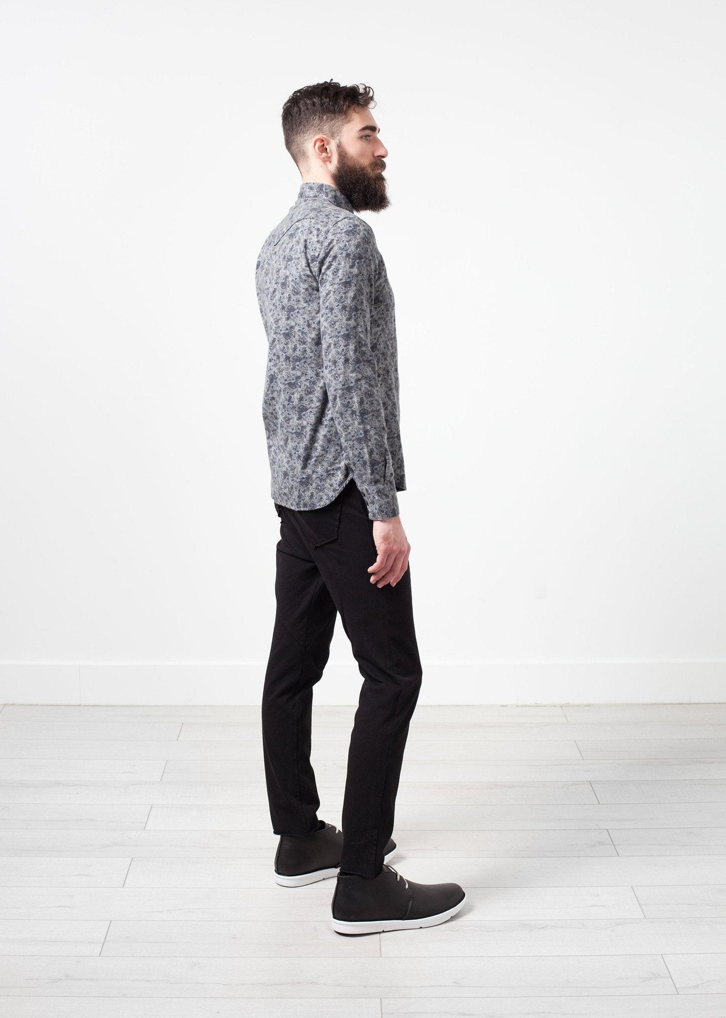 Chemise boutonnée Western Arkansas en gris fleuri