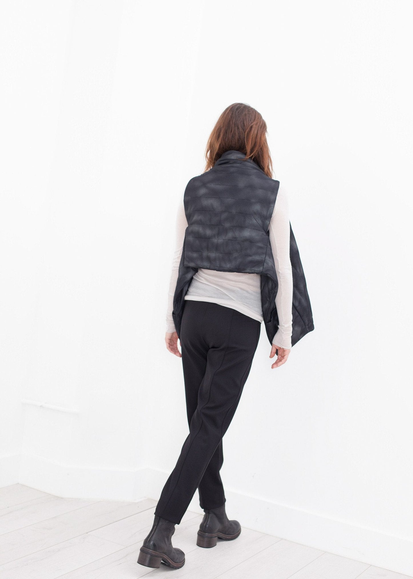 Gilet matelassé en maille noir/blanc