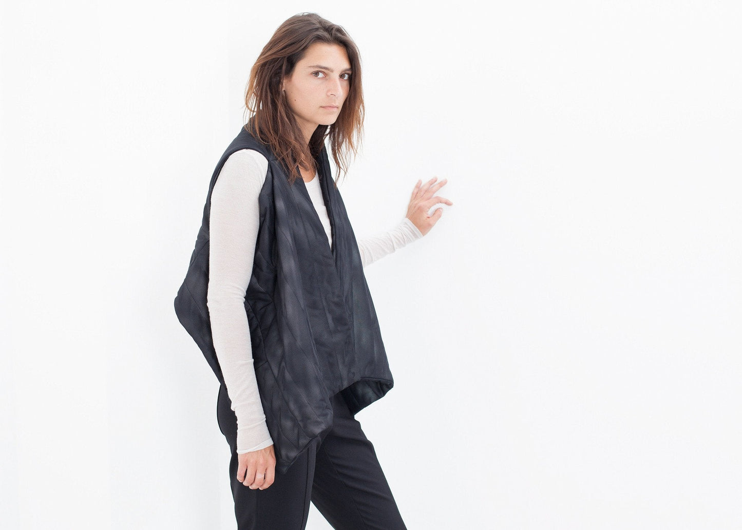 Gilet matelassé en maille noir/blanc