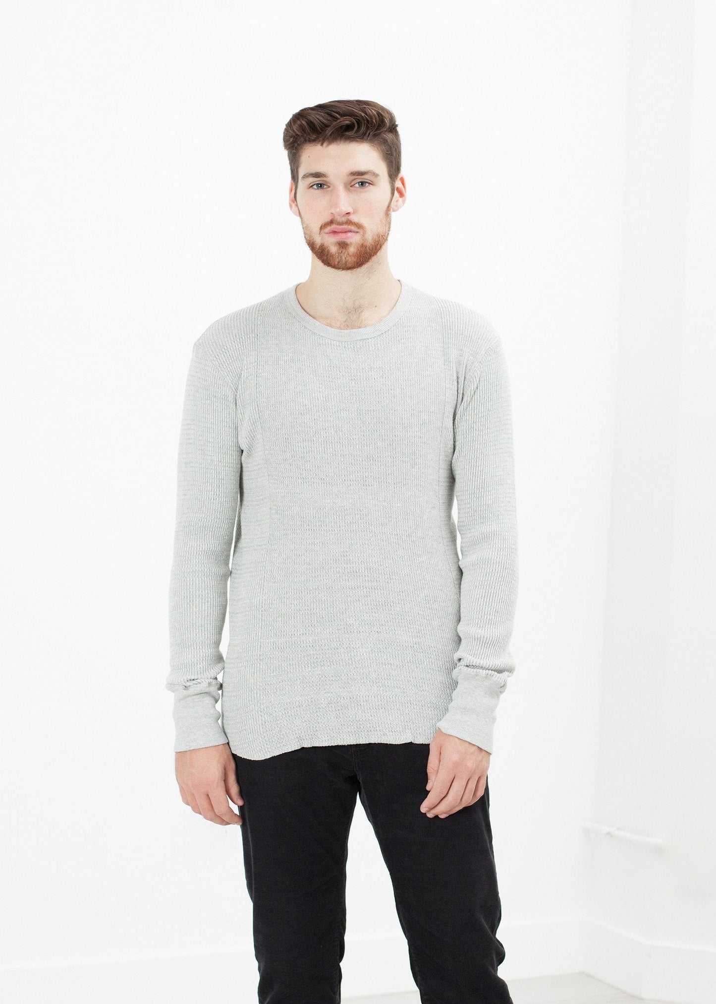 T-shirt à manches longues en tricot gaufré