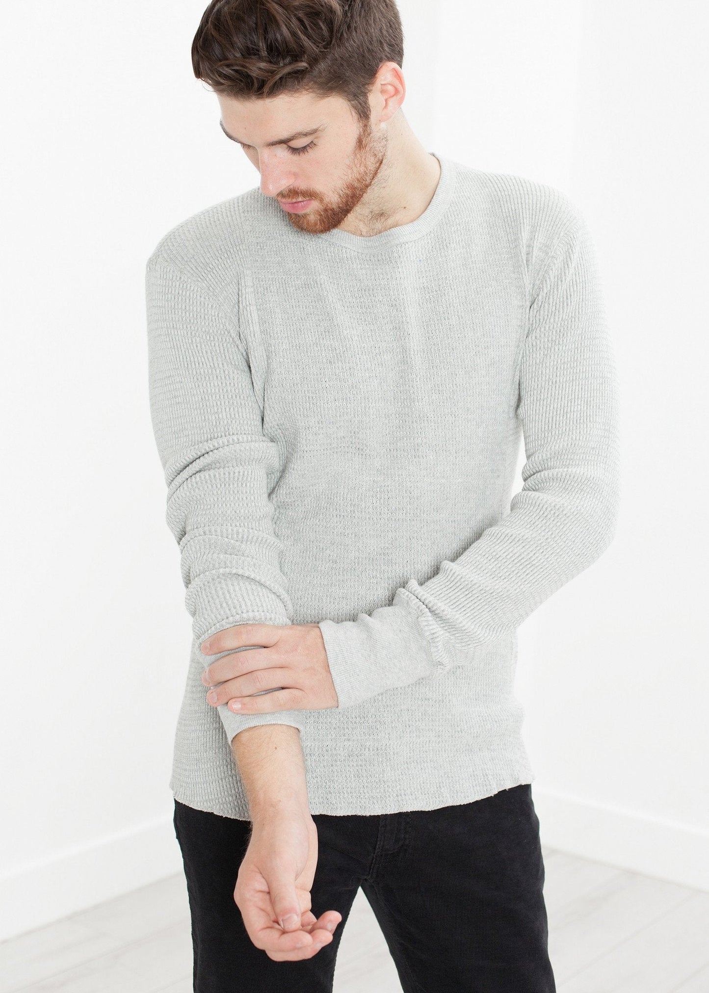 T-shirt à manches longues en tricot gaufré