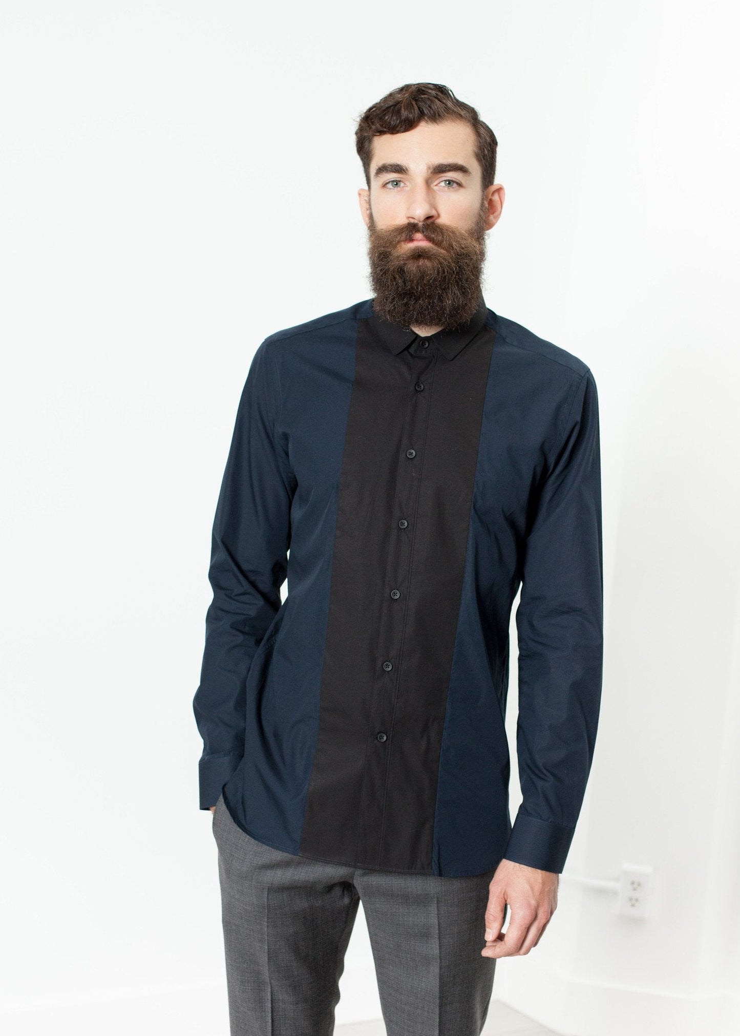 Chemise classique Camicia en bleu marine