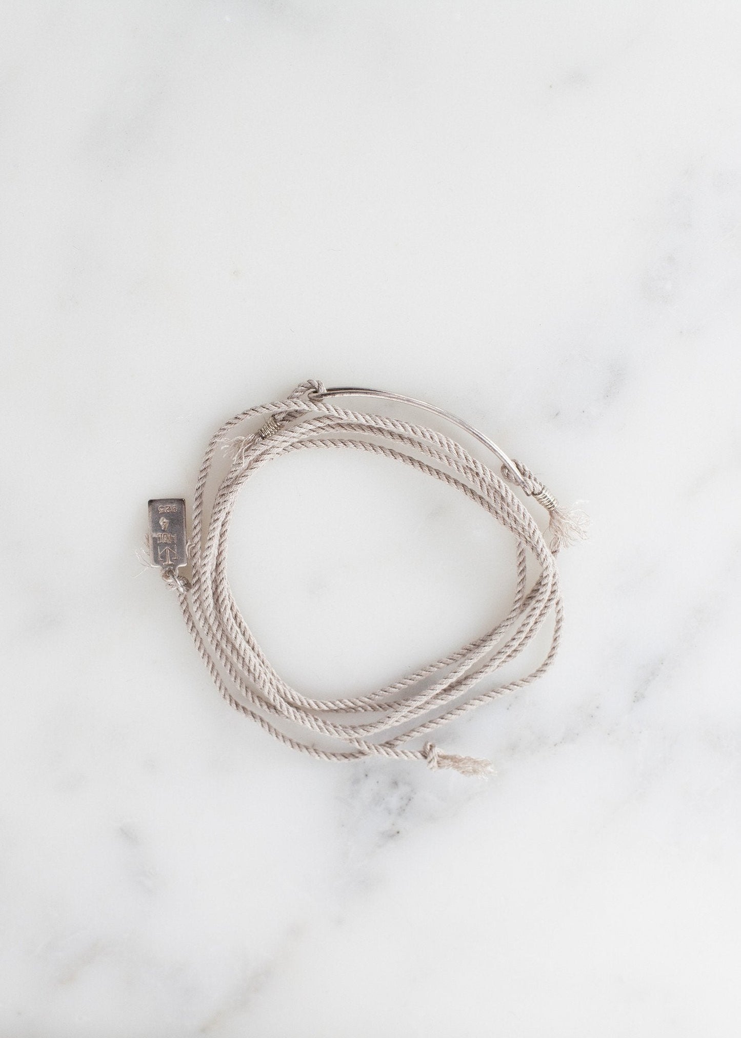 Bracelet 85 en Soie Grise/Argent