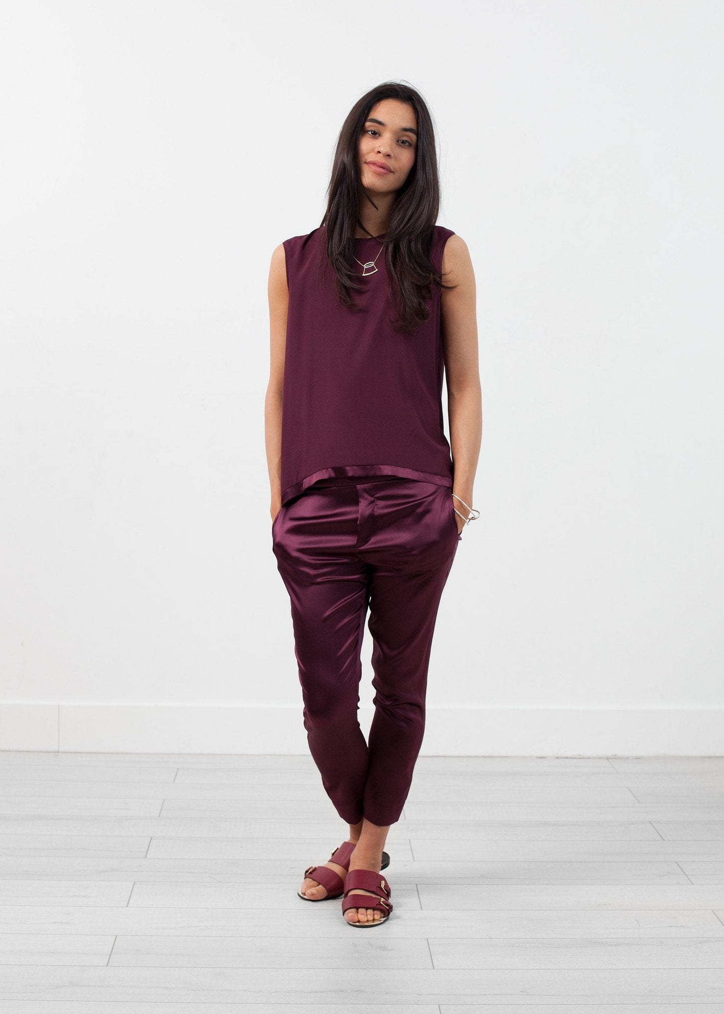 Pantalon pull-up en soie